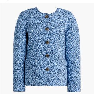 J. Crew quilted blue floral short jacket